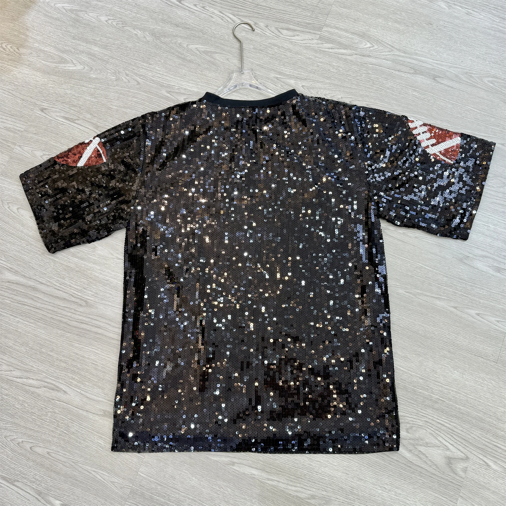 woman Wholesale Custom Game Day Football Sequin Iron On Patch Apparel club Top T-shirt Tshirt clothing Shirt dress for women