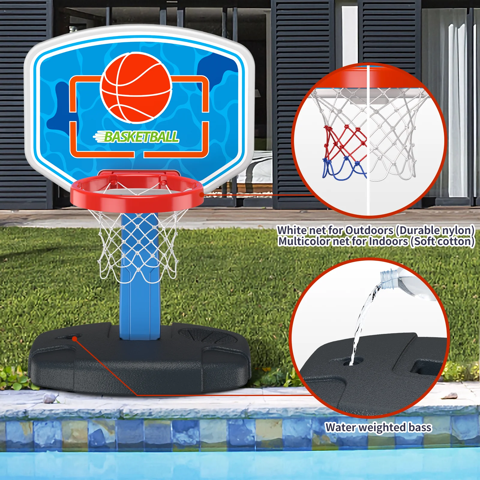 Swimming Pool Basketball Hoop Portable Outdoor Basketball Hoop for Pool with Balls Toys Game for Boys and Girls Summer Toys Gift