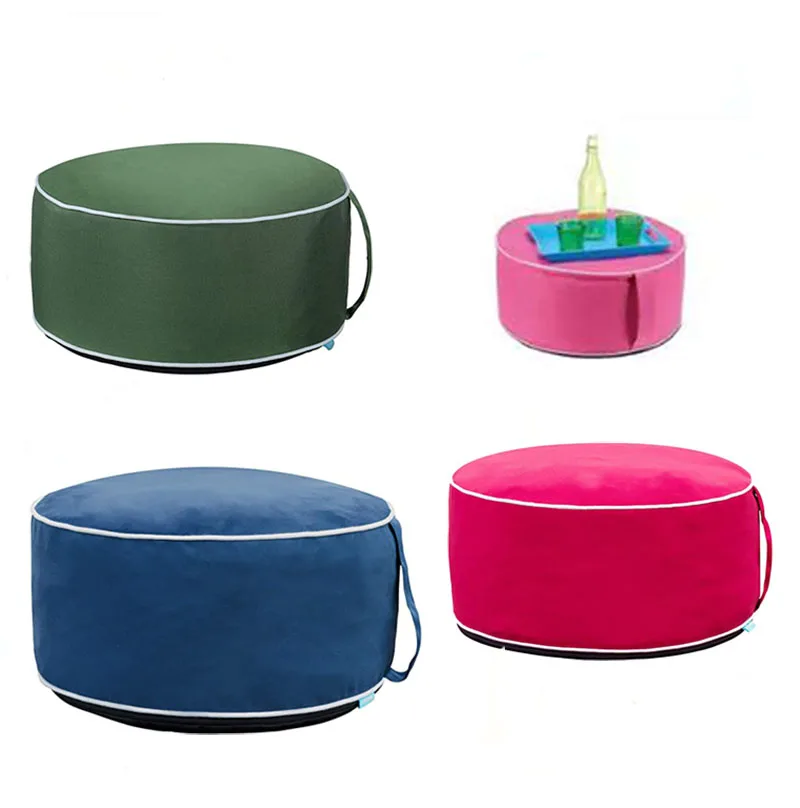  Outdoor Inflatable Round Stool Chair with Portable Air Pump Foot Rest for Patio Garden