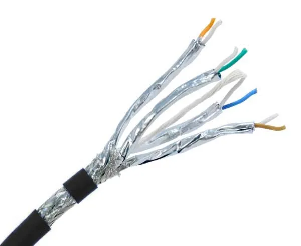 22 AWG Flexible Double Shielded Twisted Pair Copper Conductor Cat8 cat 8  SFTP Network Ethernet Cable For High Speed Data Center
