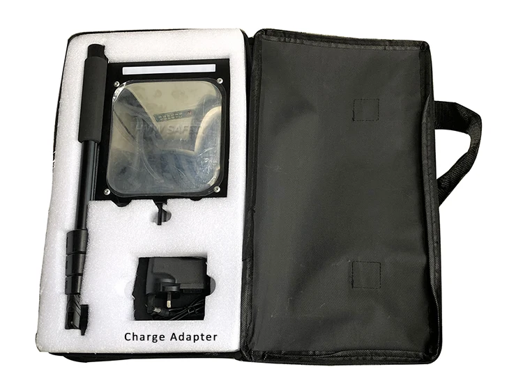 Light weight vehicle undercarriage magnifying inspection mirror with LED