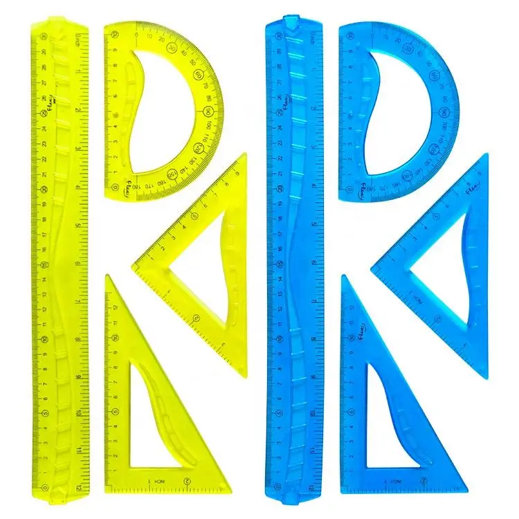 High Quality 4 Pcs 30cm Soft School Plastic Flexible Ruler Set