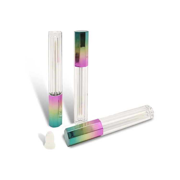 
Long octagon Color cap with stopper plastic highend wholesale fancy lip gloss tube cool low moq 