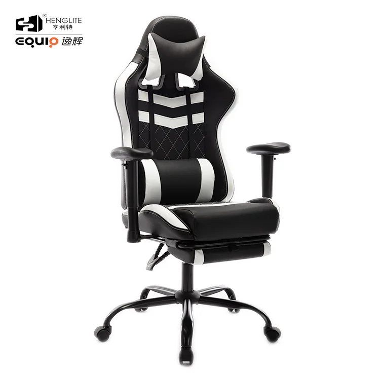 E-commercial Office Swivel 180 Degree Reclining Gaming Chair witn footrest