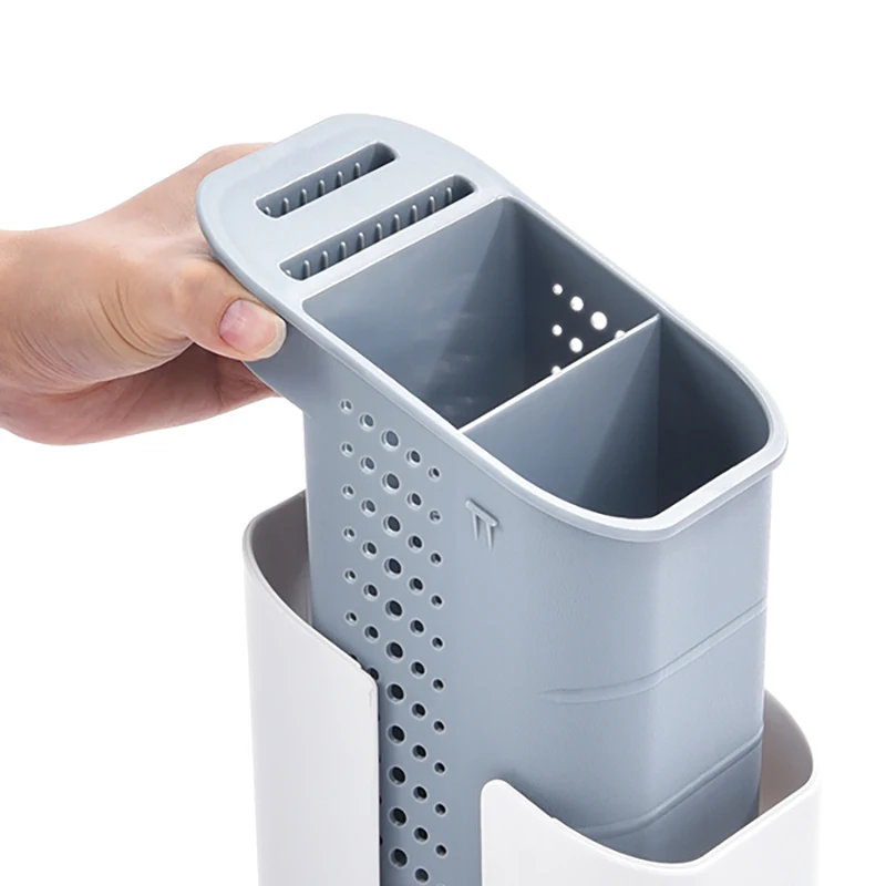 WIREKING Spoon and Fork Storage Holder Plastic Kitchen Utensil Holder Set Sink Organizer Kitchen for Countertop