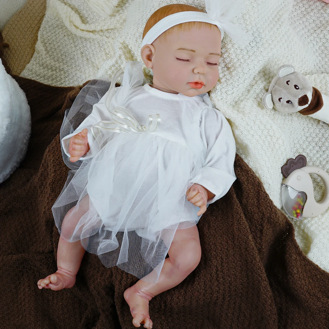 Factory Cheap 17 Inch Handmade Realistic Full Soft Body Lifelike Cute Newborn Sleeping Reborn Baby Dolls