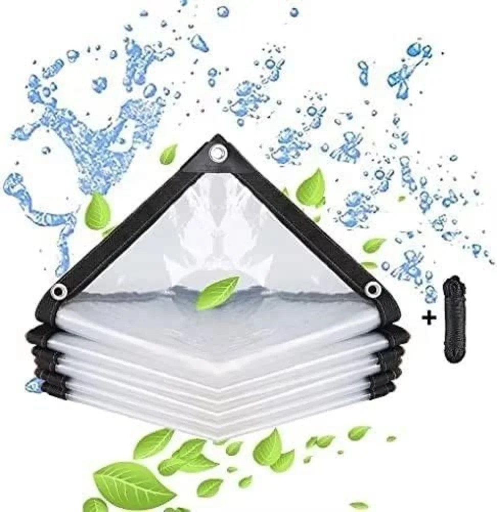 Transparent Waterproof Tarpaulin with Eyelets Plant Cover Poly Tarp Garden Rainproof Garden Plant Outdoor Clear Plastic Tarp