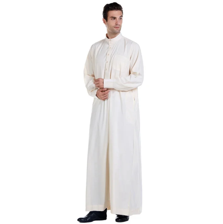 Wholesale Men Cheap Price Clothing Hot Sale Splicing Arab Middle Eastern Muslim Thobe/Thawb Islamic