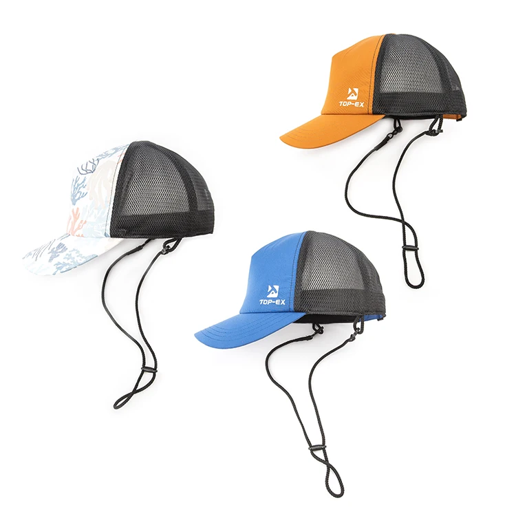 Custom Logo Male Mesh Detachable Chin Strap Waterproof Trucker Hat Caps