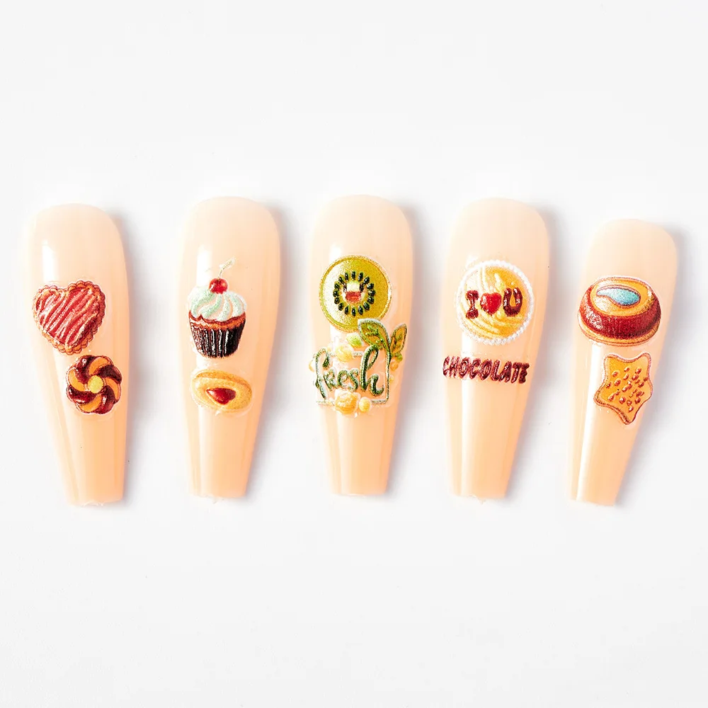 Hot-Selling 5d Nail Adhesive Stickers Diy Pink Cherry Maiden Cute Wind Nail Decal Art Stickers