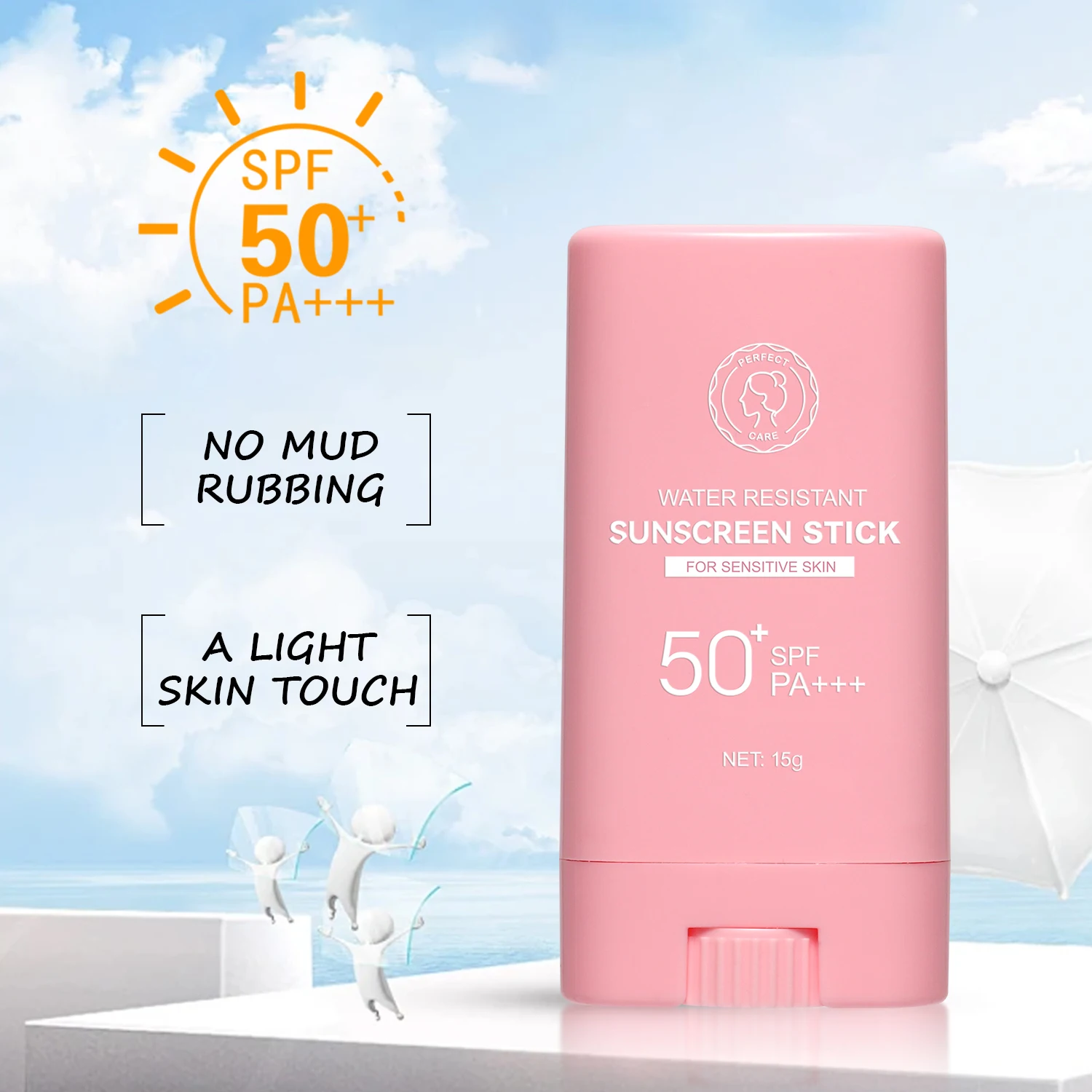 Private Label OEM Cream/Liquid Color with Zinc Oxide 15g Waterproof Facial Natural Reef Safe SPF 50 Sunscreen Stick