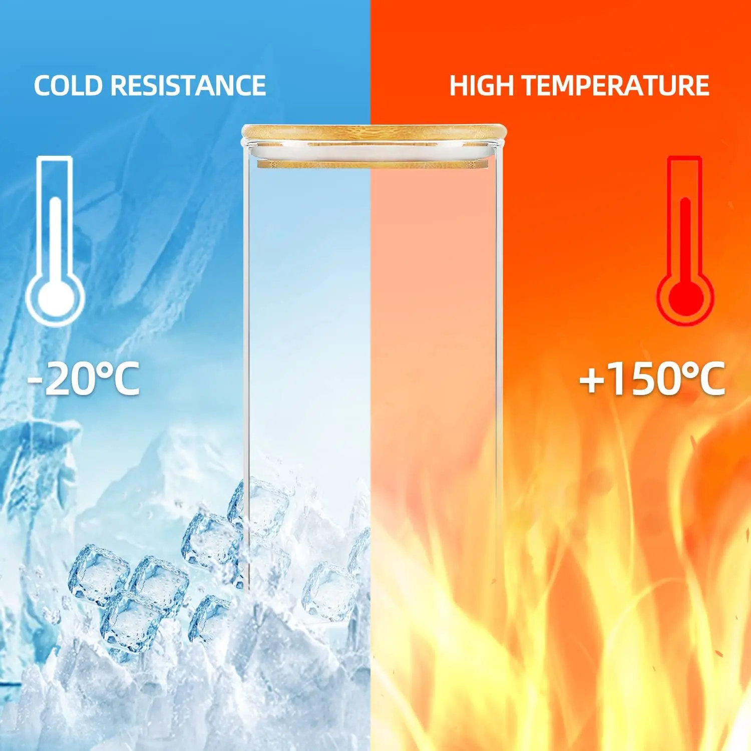 wholesale high borosilicate glass jar Bamboo or wooden lid 300/350/450/500/600/750/900/1000/1100/1500ml