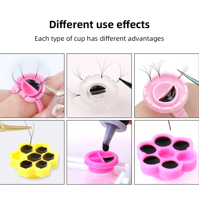 IRISMANLI Heart Shape circular Plastic Holder Professional Glue Cup Ring Eyelash lash Extension Glue Holder