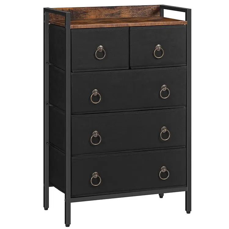 Industrial Style 5 Drawer Dresser for Bedroom, Vintage Design Large Capacity Chest of Drawers for Bedroom Living Room Cloakroom