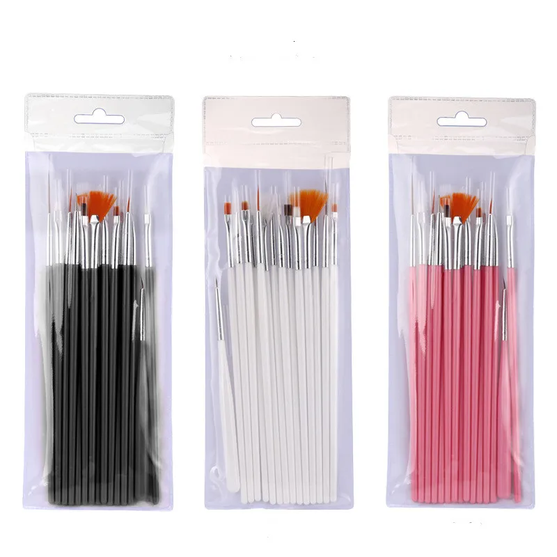 
Hot Selling 15 pcs Pink White Black Nail Art Brush Acrylic Set Art Tool 