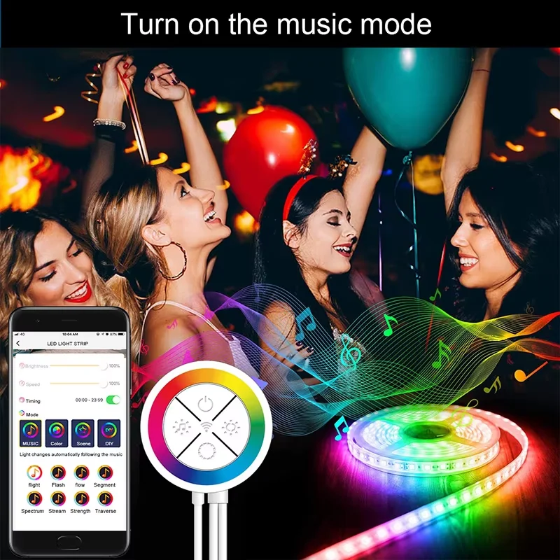 LEDEAST AV-FA100 Muti-function 10m Flexible Tuya Wifi Smart Cellphone Control 16 Million RGB Color Changing LED Strip Light