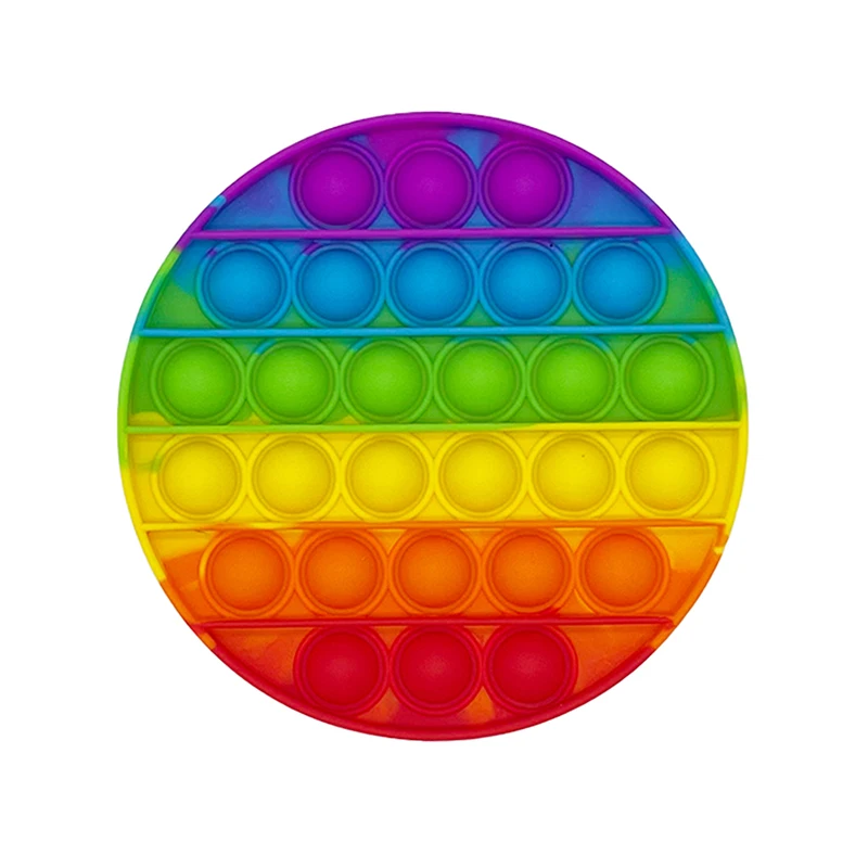 OEM Mini Keychain Pendant Silicone Squeeze Toys Pop Push Press Rainbow Bubble Fidget Toys Stress Relief Kids Educational Toys