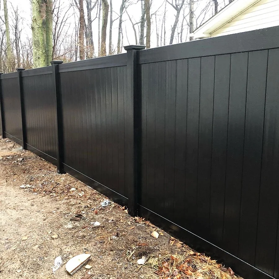 hot sale black high wind vinyl privacy fence for garden