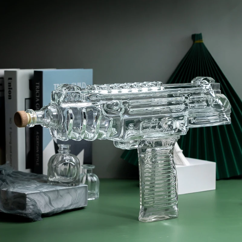 Transparent Submachine Gun Bottle 1000ml Gun Shaped Bottle