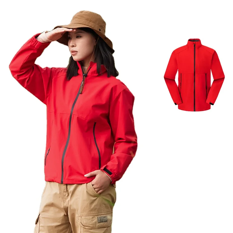 Outdoor single-layer assault suit with printed logo thin casual coat corporate windbreaker raincoat suit jacket waterproof