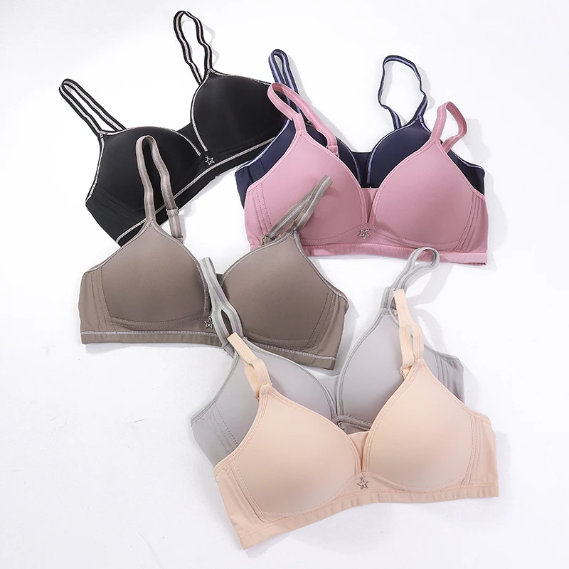 Factory 34-42 A Cup Cheap Comfortable Girl Small Chest Thin Breathable Wire Free Bra For Woman