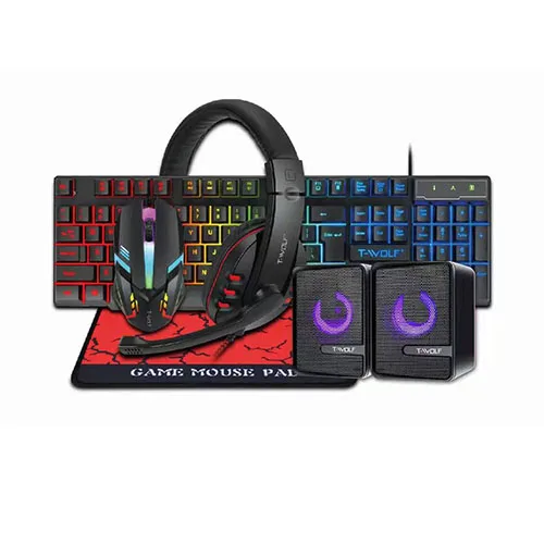 Thunder Wolf TF850 game luminous office home five-piece headset speaker mouse pad keyboard mouse