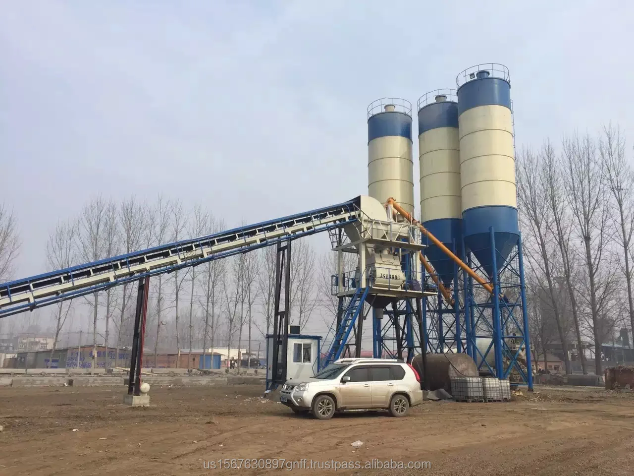 Used 50 Ton 100ton 200ton Portable Electric Cement Silo Gearbox Bearing Screw Conveyor Concrete Batch Plant Construction