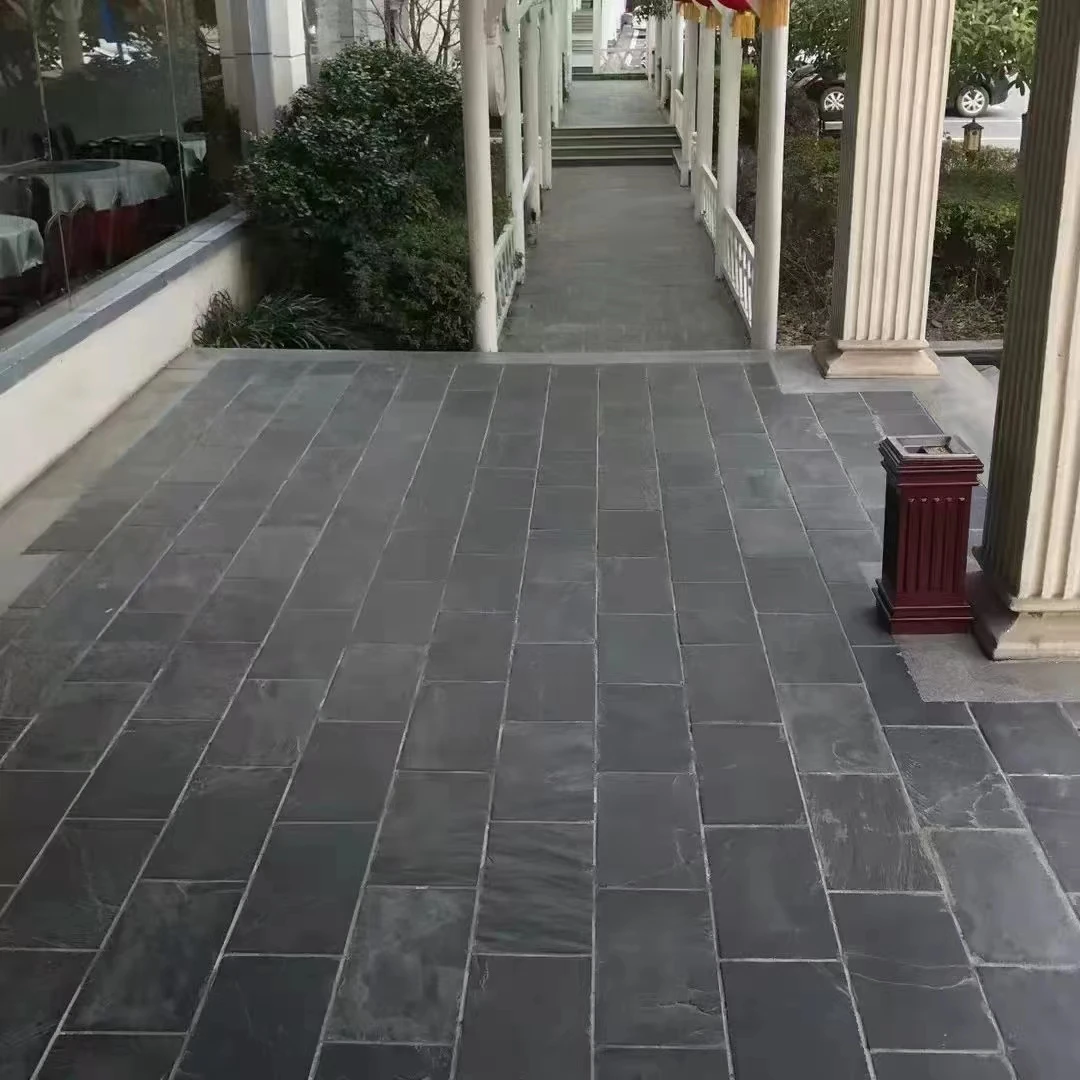 Big nero black deck stone slate tiles for indoor outdoor floor wall cladding black slate stone with rough surface