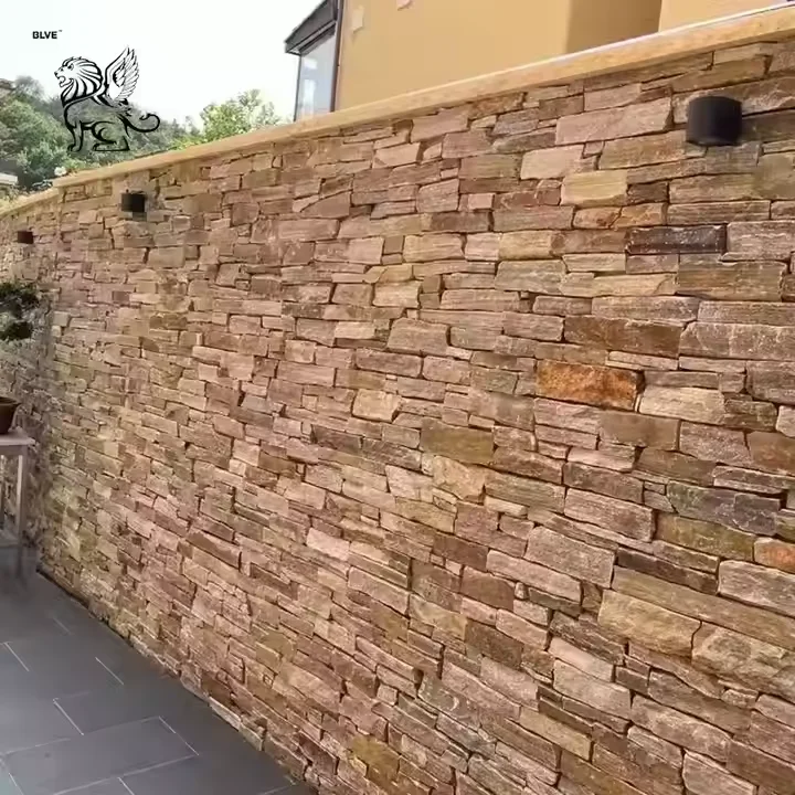 BLVE Modern Villa Exterior Wall Decoration Building Natural Stone Veneer Tile Cladding Slate Marble Culture Stone