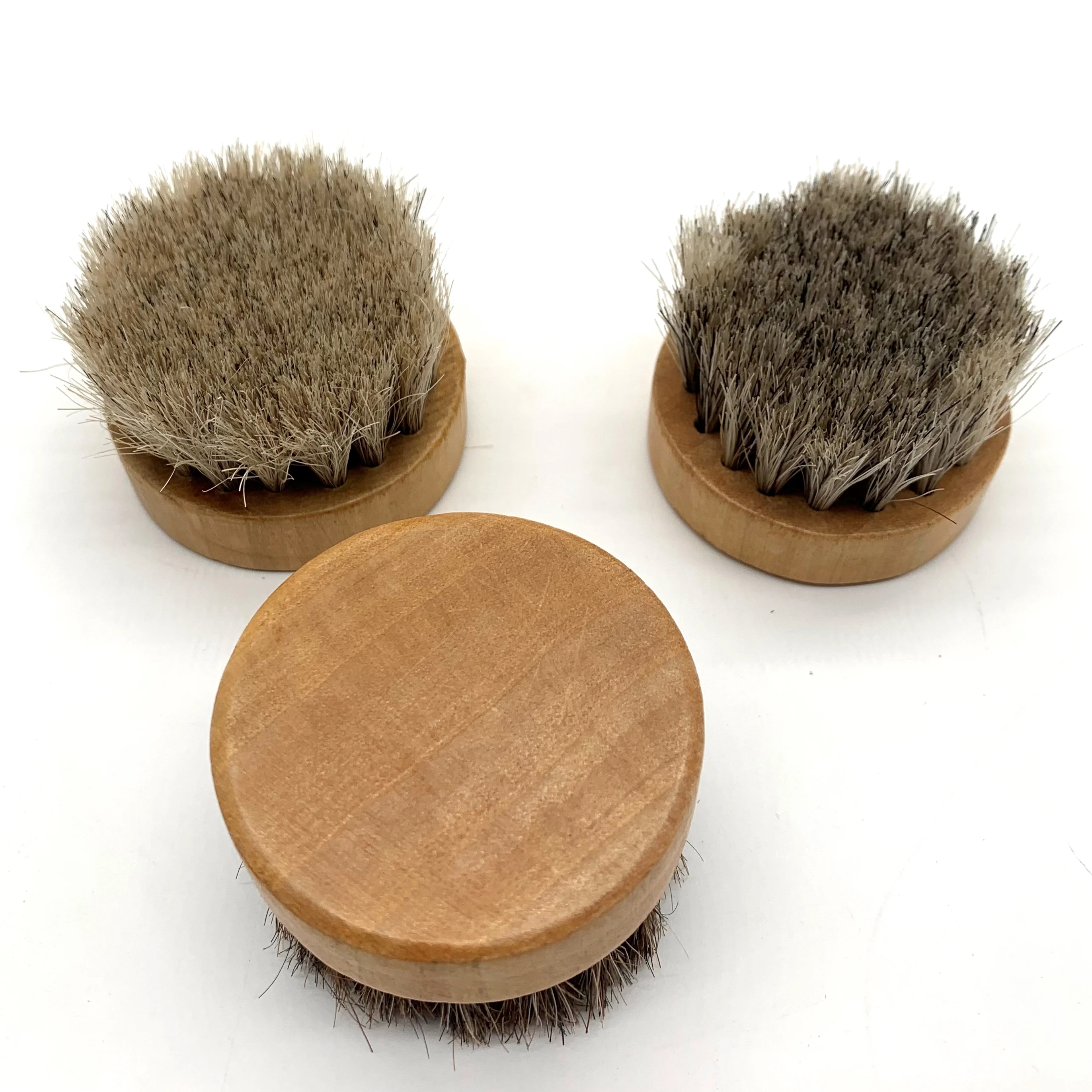 Маленькая круглая щетка для обуви из мягкого меха, высококачественная Полированная щетка для обуви из 100% конского волоса с деревянной ручкой, простая в использовании щетка для полировки обуви