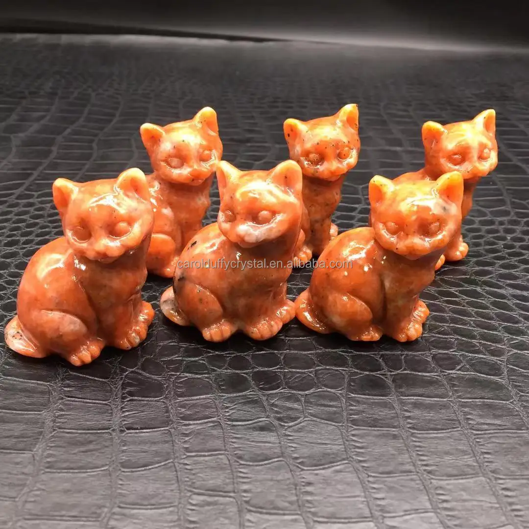 Wholesale Natural Hot Sale Carving Crystal Sunstone Quartz Hand Carved Cat Healing Gifts