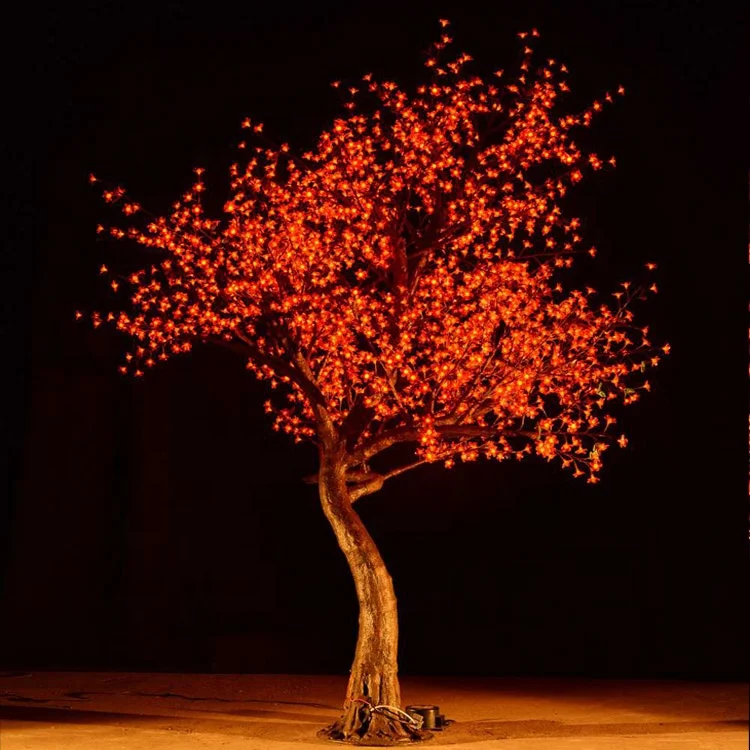 3m Outdoor Garden Street Decoration Christmas Party Led Lamp Red Plastic Cherry Blossom Flower Artificial Tree