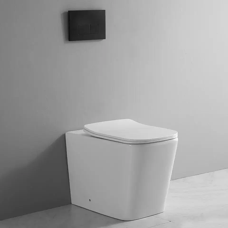European style Ceramic toilette white color mounted toilet wall hung square Rimless sanitary ware wall hung toilet bathroom