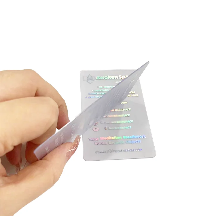 Custom Waterproof Thick Matte Stylish Holographic Plastic Transparent Cards For Elevate Your Brand