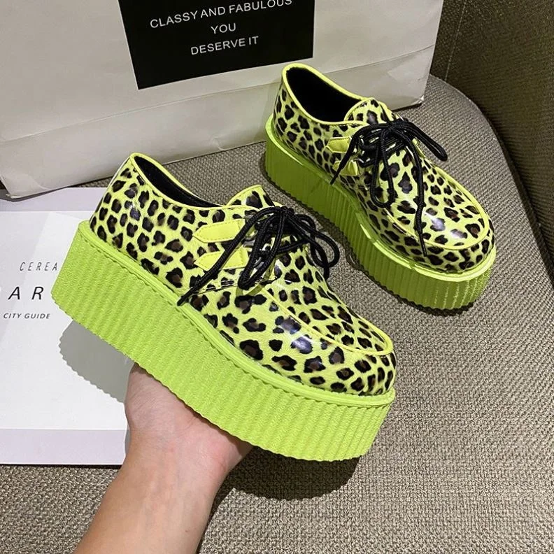 2021 Fashion Creepers Flats Women Punk Platform Shoes Woman Zebra Pattern Suede Flat Shoes Women Casual Shoes Zapatos De Mujer