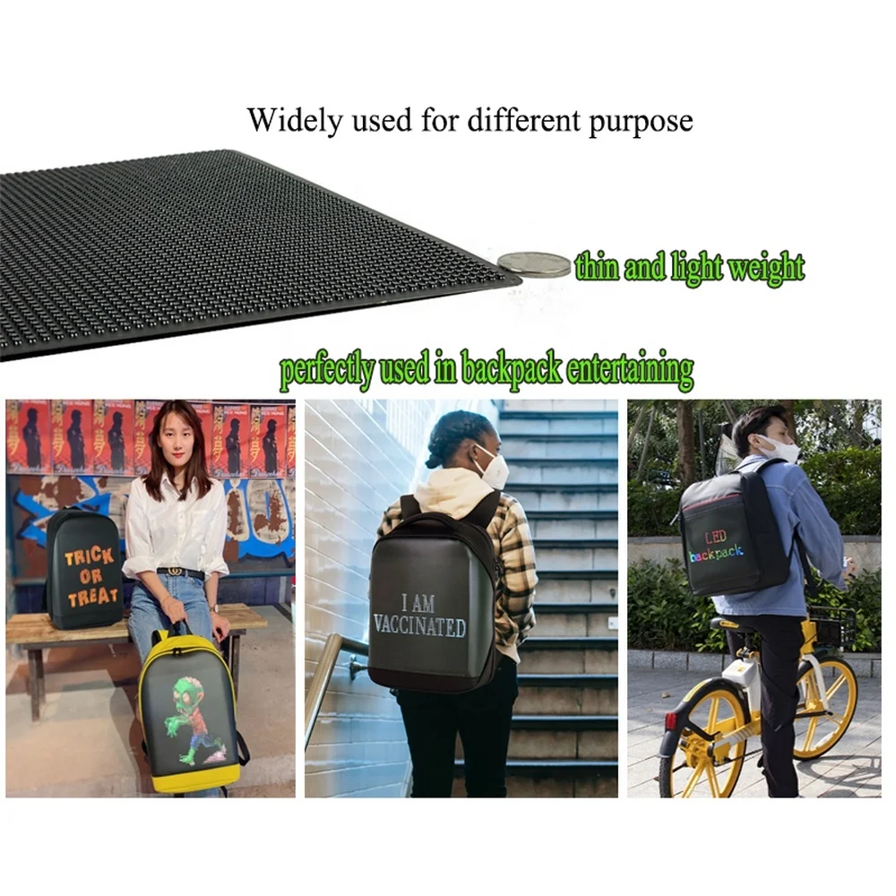 High Resolution BT 4G WIFI Full Color Matrix Walking Billboard Audio Ultra Slim Panel Module Display Led Flexible Screen