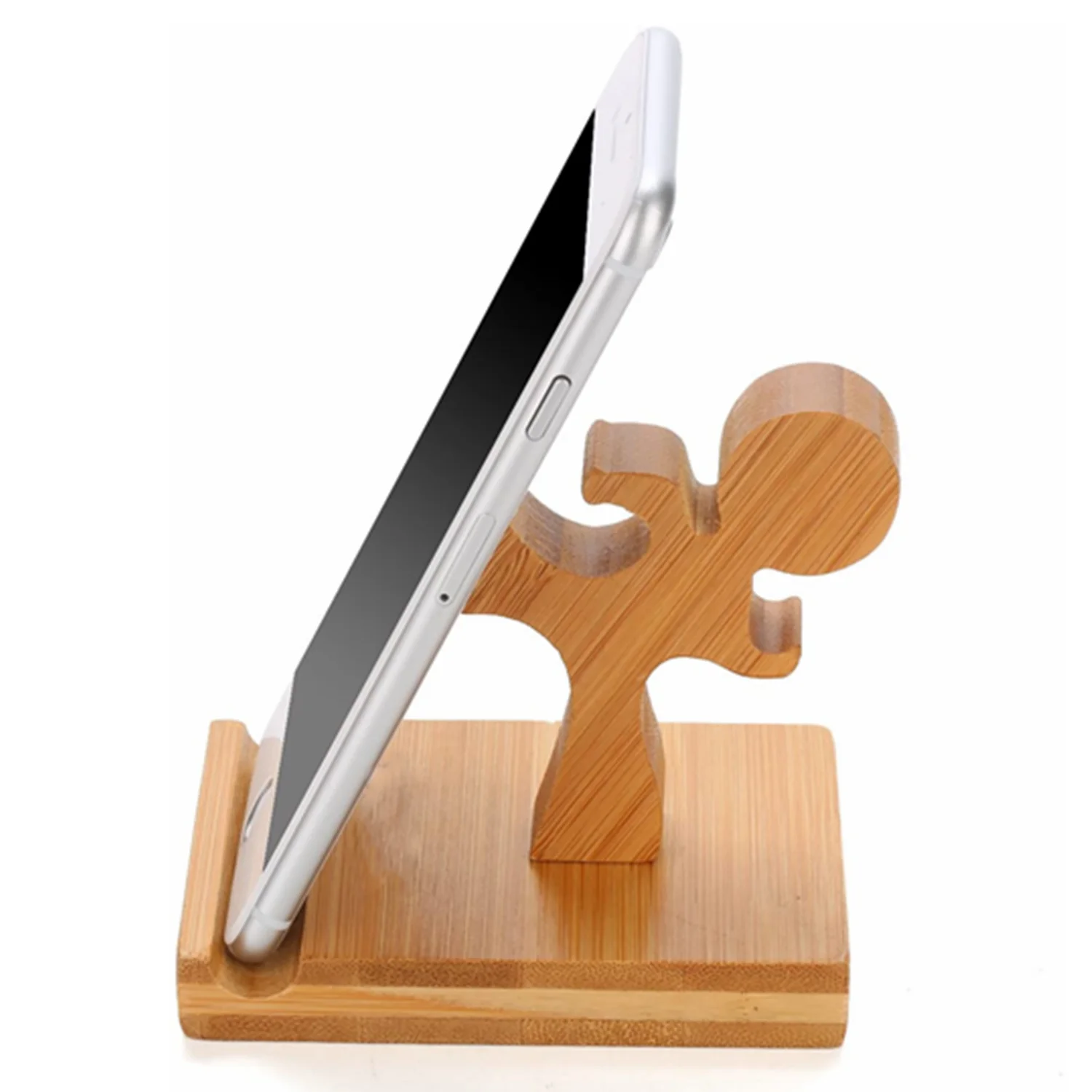 Доступный образец оптовая продажа бамбуковый симпатичный ленивый Настольный держатель для мобильного телефона подставка совместимый с iPhone Ipad и