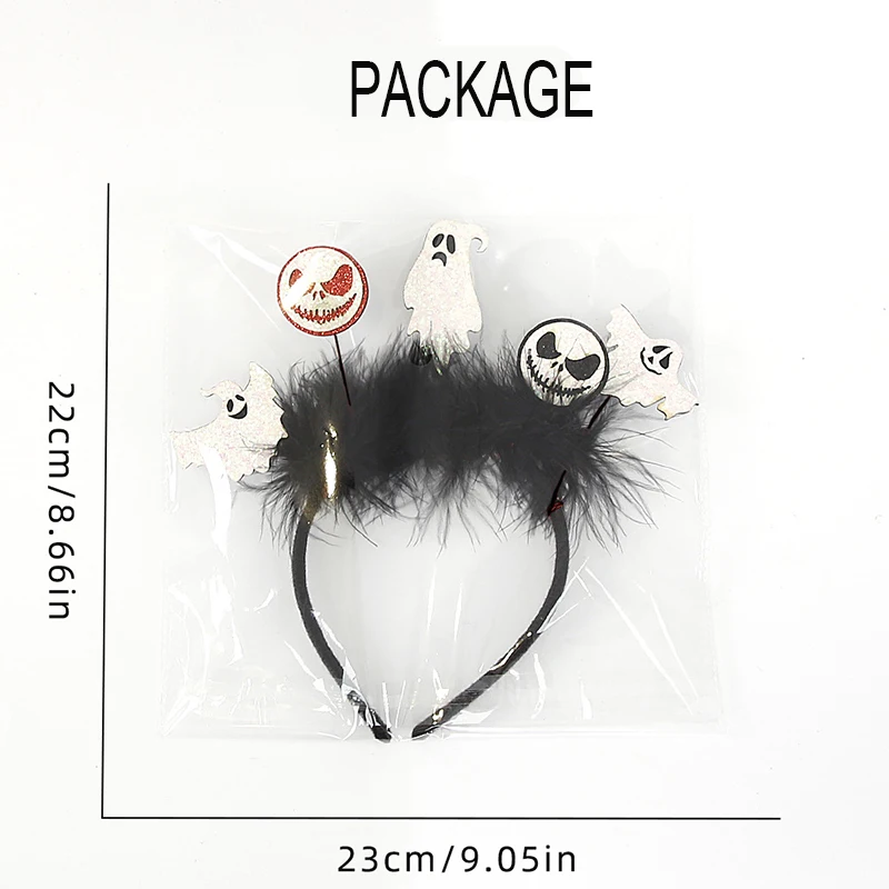 Halloween Party Props Feather Headband With Felt Bat Pumpkin Ghost Ornaments For Kids Adult Halloween Decoration Supplies