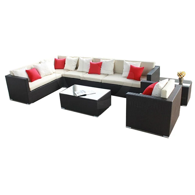 custom modern outdoor furniture design cast aluminum garden set plastic rattan sectional sofa