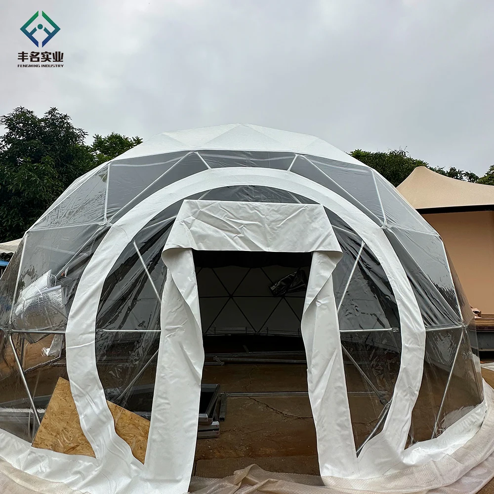 Aluminum hotel waterproof pvc outdoor dome glamping tent concrete geodesic dome house