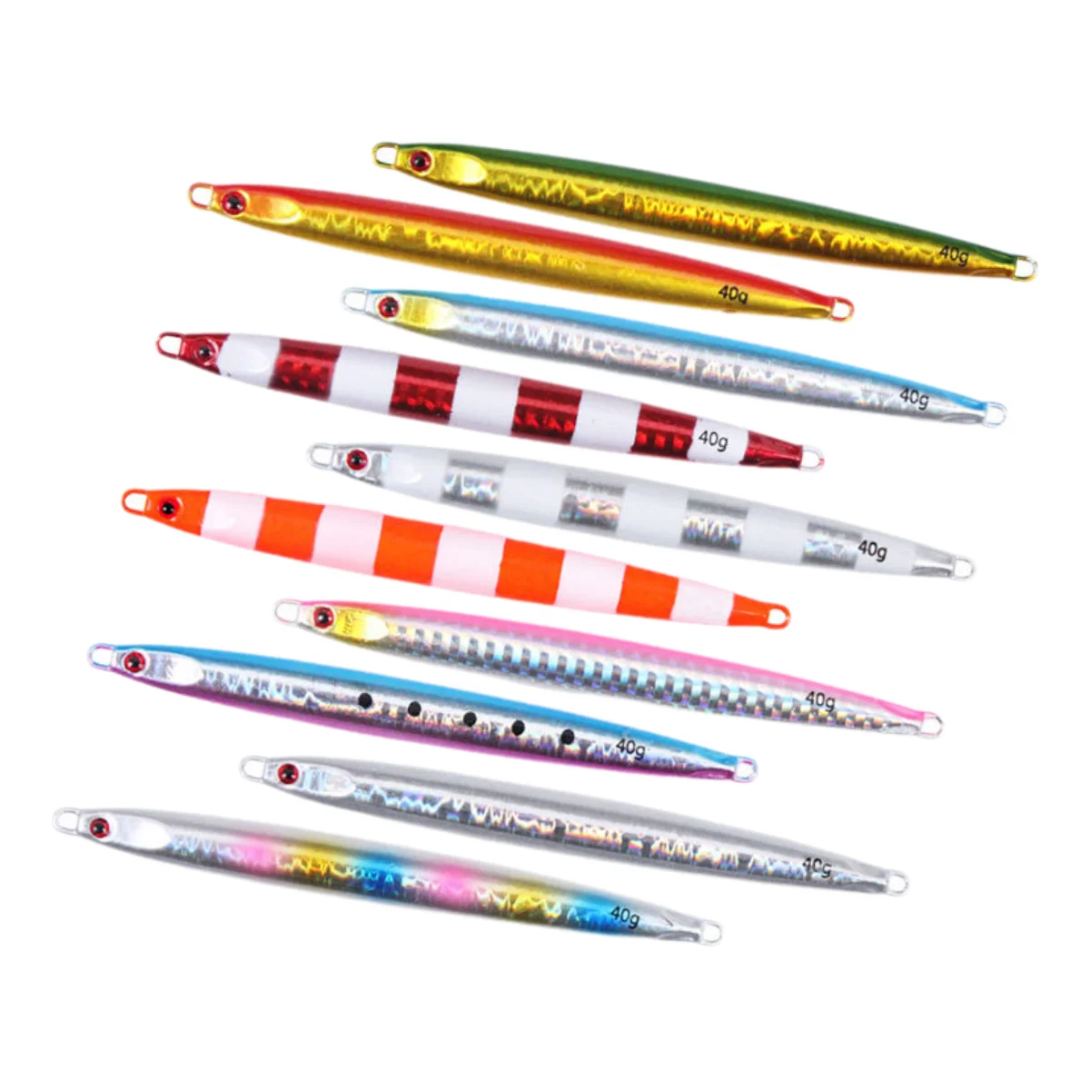 10g/20g/30g/40g/60g/80g/100g Lead Metal Jig 6 Colors Artificial Bait Fast Sinking Lead Fishing Lures