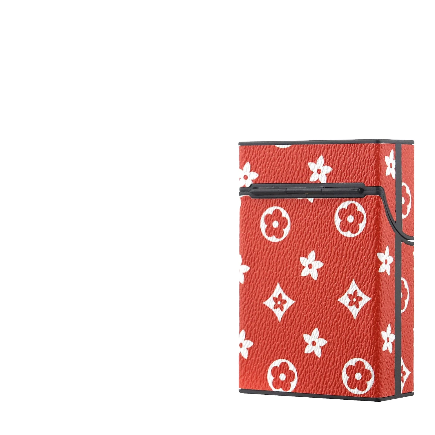 2023 Luxury Holds 20 Cigarette King Size 84Mm Lv Pattern Mens Handmade Magnetic Closure Square Pu Leather Metal Cigarette Case