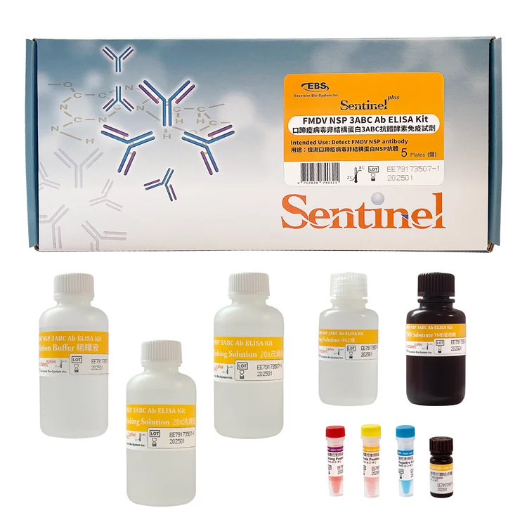Sentinel Plus FMDV NSP 3ABC Ab ELISA Disease Test for Swine and Ruminant 5 Plates/Kit Veterinary Diagnostic Kit