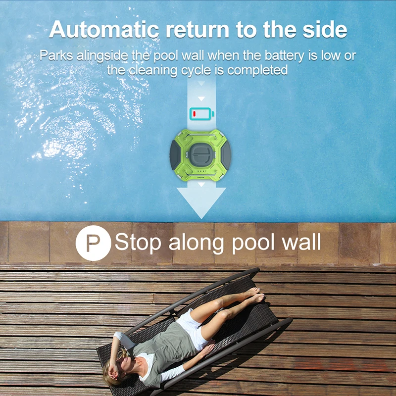 Underwater Cordless Robotic Pool Cleaner Robot Pool Vacuum Cleaner for Swimming Pools  Lasts 150 Mins