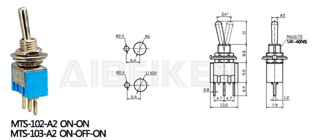 ABILKEEN Standard Handle Options Miniature Red Toggle Switch 6A