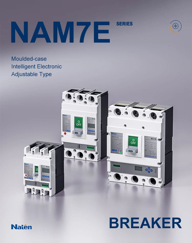 2P/3P/4P 160A -800A  Intelligent Electronic Adjustable MCCB leakage Moulded case Circuit breaker NAM7E series factory price