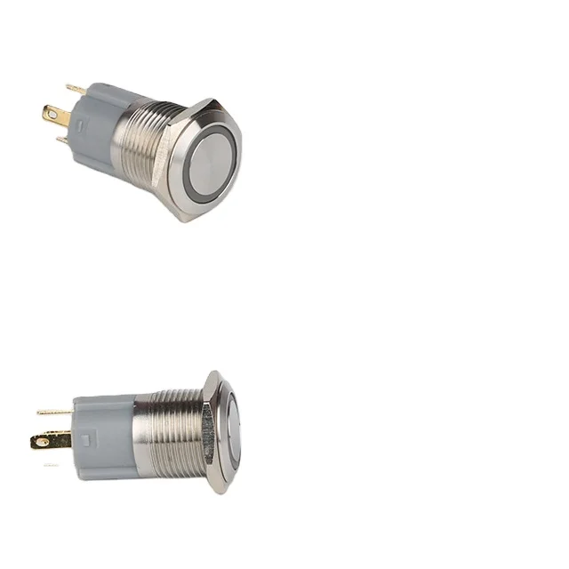 Металлический кнопочный переключатель 1NO1NC, 16 мм, 12 мм, 19 мм, 22 мм, 25 мм, 250 В, кнопки из нержавеющей стали с подсветкой, светодиодный Мгновенный Переключатель