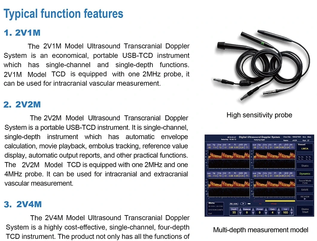 3 Channel Trolley 2Mhz 4Mhz Probe Cervical Vascular Brain Monitor Work Station Intracranial TCD Ultrasound Transcranial Doppler