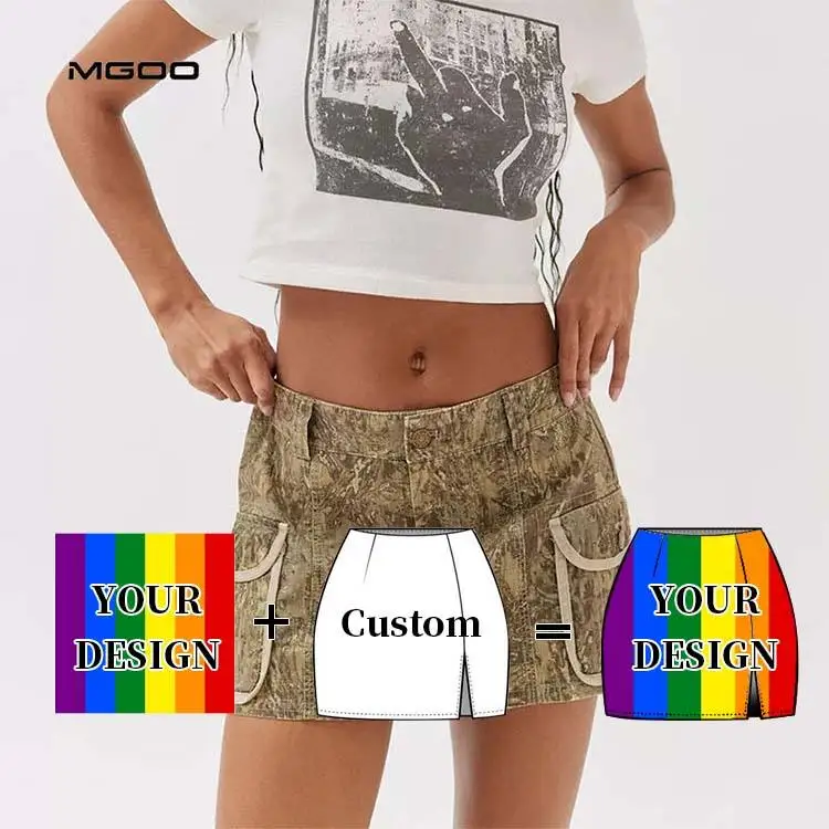 Western Brown Tiered Tassel High Waist Women Midi Skirt cowboy Cargo Mini Skirt