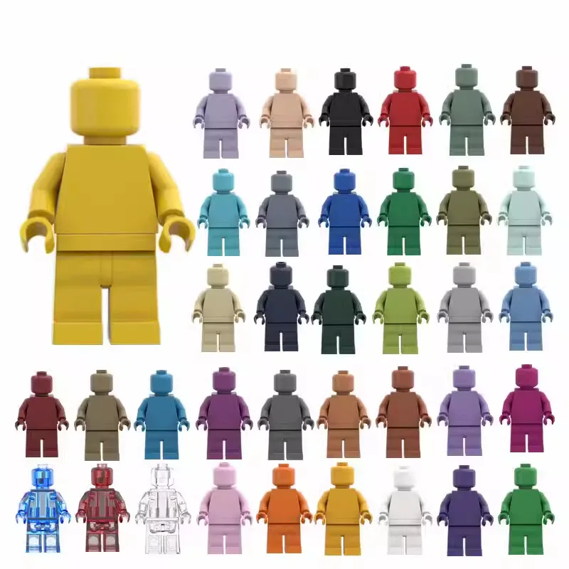 MOC Minifigs «сделай сам» строительные блоки прозрачные Пустые игрушки для подарков 36 однотонных мини-фигурок